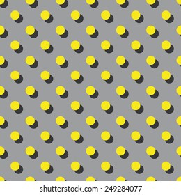 Seamless yellow and black polka dot with offset shadow pattern vector