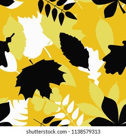 Seamless yellow black and white tree leaves textile military fashion camouflage pattern vector