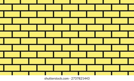 A seamless yellow brick wall vector background featuring a staggered horizontal pattern and flat, high-quality design. This versatile illustration captures the texture and structure of classic brickwork, making it perfect for architectural mockups, interior design concepts, presentation templates, website backgrounds, posters, digital art projects, and graphic design compositions. With clean lines, uniform spacing, and a realistic yet stylized look, this vector brick wall pattern is ideal for creative projects that require a textured, modern, and professional backdrop.
