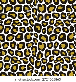 Seamless Yellow and Brown Leopard Print Pattern on White Background – Vector Animal Spots