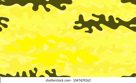 Seamless yellow camouflage pattern. Repeating military clothing texture.