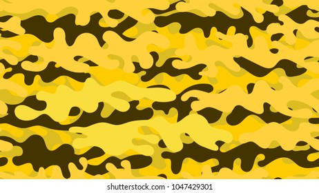 Seamless yellow camouflage pattern. Repeating military clothing texture.