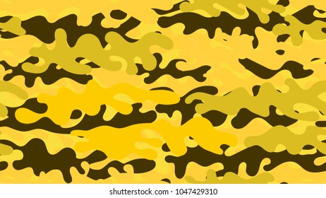 Seamless yellow camouflage pattern. Repeating military clothing texture.