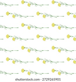 Nahtlose gelbe Nelke Blume Muster Vektor