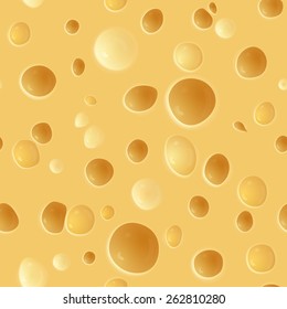 Seamless yellow cheese with holes texture, vector illustration.