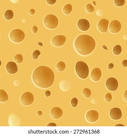 Seamless yellow cheese with holes texture, vector illustration.
