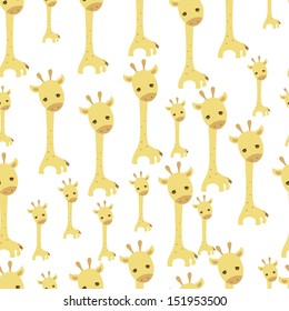 Seamless yellow cute giraffes
