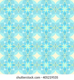 Seamless yellow and cyan circle vector pattern.