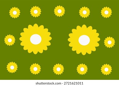 Patrón de margarita amarilla sin costuras sobre fondo verde oscuro - Diseño de primavera