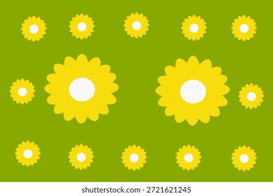 Padrão de margarida amarela sem emenda no fundo verde claro - design de mola