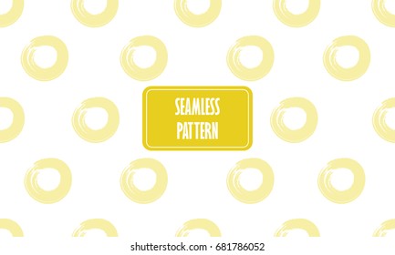 Seamless yellow dots, seamless Hand drawn circles. Geo, geometric pattern with abstract ring in yellow. Seamless background with monochrome, monotone pattern. Oriental simple background in vector.