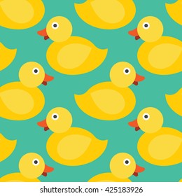 Seamless Yellow Duck pattern vector