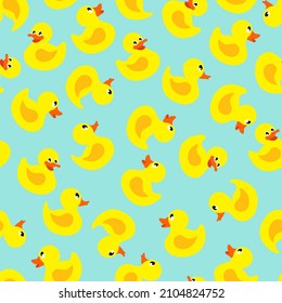 Seamless yellow ducks pattern. Funny ducks.