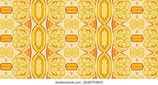 Padrão de envelope e floral amarelo contínuo - fundo quente e alegre
