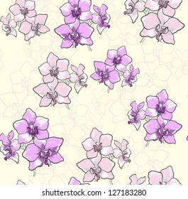 Seamless yellow floral orchid pattern