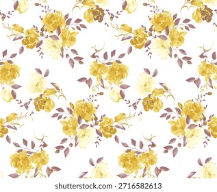 Seamless Yellow Floral Pattern Background