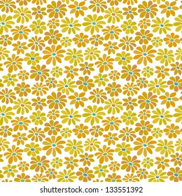 Seamless yellow floral pattern. Decorative summer texture. Template for design textile, wrapping paper, backgrounds, covers, package