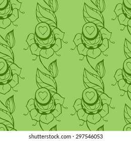 Seamless yellow Floral Pattern. Hand Drawn Floral Texture, Decorative Flowers