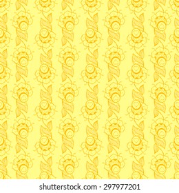 Seamless yellow Floral Pattern. Hand Drawn Floral Texture, Decorative Flowers