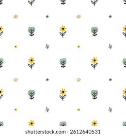 Seamless Yellow Floral Pattern for Kids Fabric