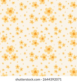 Padrão floral amarelo sem costura no fundo do creme