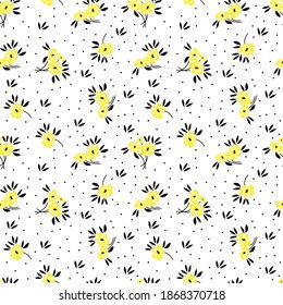 patrón de flores amarillas sin costura. una textura de ilustración atractiva. Un hermoso patrón para imprimir, cubrir, embalar, fondo, papel pintado, etc.