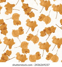 seamless yellow flower pattern on texture background. Realistic vector illustration, traditional folk holiday symbols or festive decorations, vector used for textile..,
