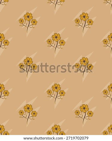 Seamless yellow flowers pattern in hint of beige tones on a cream background. Ideal for fabric, wallpaper, packaging, and creative decorative .
