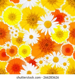 Seamless yellow flowers. Vector