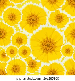 Seamless yellow flowers. Vector