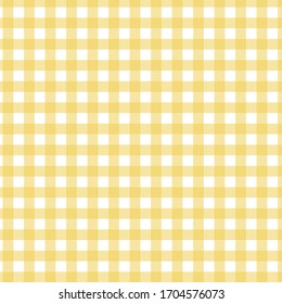 Seamless Yellow Gingham Check Pattern Vector.  