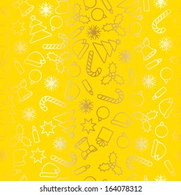 Seamless yellow and golden Christmas pattern.