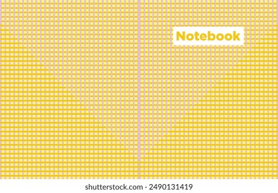 Seamless yellow grid background notebook cover printing cmyk color, line pattern for school copy. 