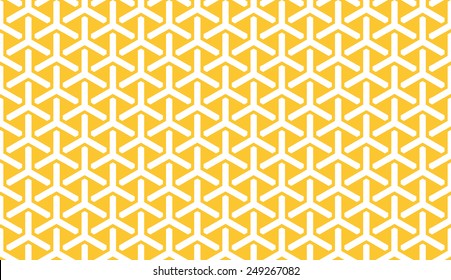 Seamless yellow isometric overlapping tridents pattern vector