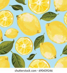 Seamless Yellow Lemon Pattern