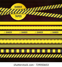 Seamless yellow limitation tapes. Collection of bounds