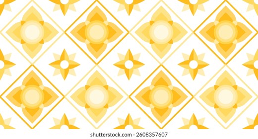 Seamless yellow modern Thai pattern. Use for fabric print, background, card or backdrop.