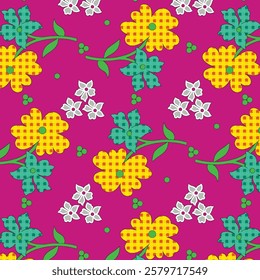 Seamless yellow and orange floral pattern, for designing fabrics and products.