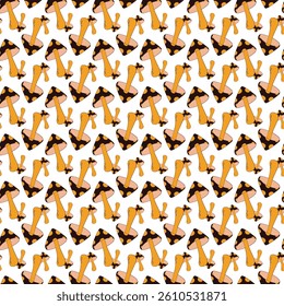 Seamless Yellow and Orange Mushroom Pattern on White Background