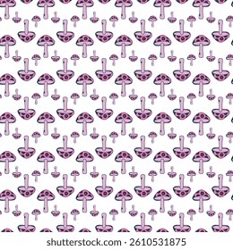 Seamless Yellow and Orange Mushroom Pattern on White Background