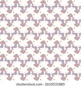 Seamless Yellow and Orange Mushroom Pattern on White Background