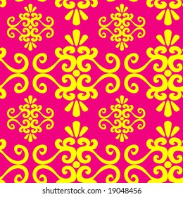 Seamless yellow ornament vector pattern