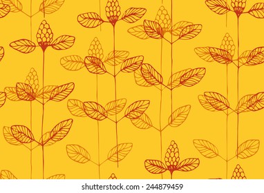 Seamless yellow pattern of beauty flower silhouette Vector eps 10