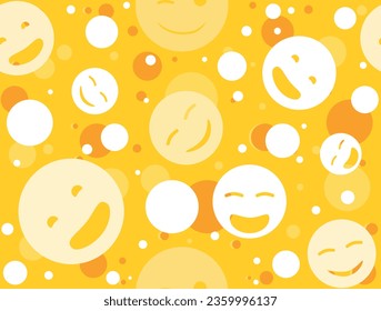 Seamless yellow pattern with smiling emoticons. Seamless background