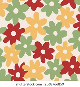 an seamless yellow red and green flowers pattern