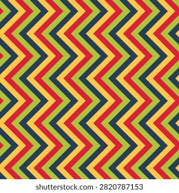 Seamless yellow, red, lime green and slate grey zigzag pattern