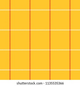 Seamless yellow red and white slim lines textile plaid checked pattern vector
