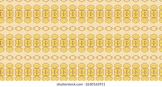 Seamless Yellow Snack Pattern with Traditional Asian Cookies and Peanuts