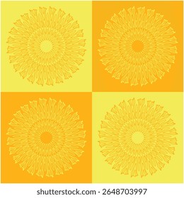 Seamless yellow and soft orange pattern with absstract circular shapes. Vector illustration.