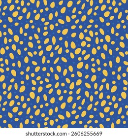 Seamless Yellow Spots Pattern On Blue Background